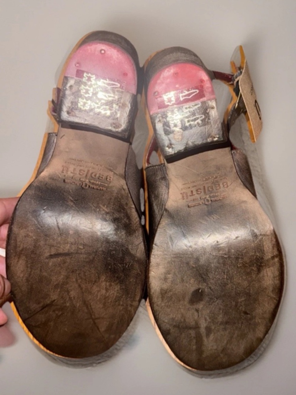 NWT Bed Stu Sierra Women's 8 Distressed Leather Slingback Block Heel Sandal - Picture 6 of 10
